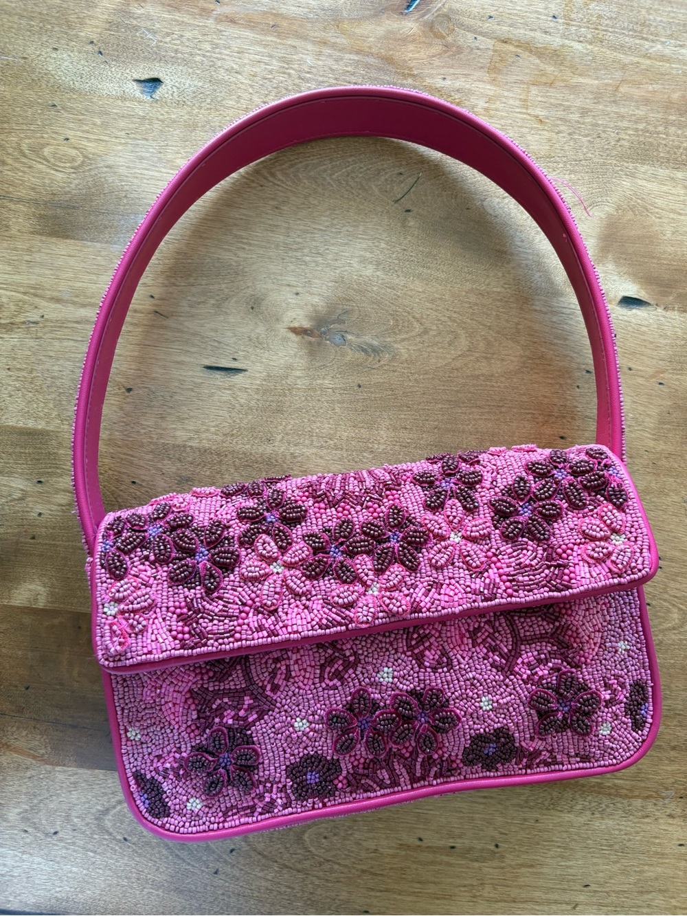 STAUD Pink Beaded Floral Shoulder Bag - Picture 3 of 6